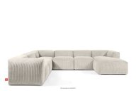 Großes Ecksofa aus Kordstoff cremefarbig