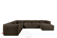 Großes Ecksofa aus geflochtenem Gewebestoff braun