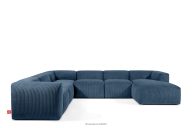 Großes Ecksofa aus Kordstoff marineblau