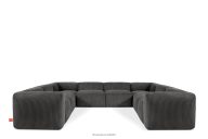 Großes Ecksofa in U-Form aus Kordstoff grau
