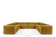 Großes Boho-Ecksofa in U-Form aus Gewebestoff honigfarbig