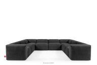 Großes Boho-Ecksofa in U-Form aus Gewebestoff graphit