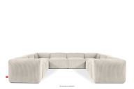 Großes Boho Ecksofa in U-Form aus Kordstoff cremefarbig