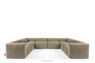 Großes Boho-Ecksofa in U-Form aus Gewebestoff sandgrau
