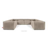 Großes Boho-Ecksofa in U-Form aus Kordstoff beige