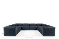 Großes Boho-Ecksofa U-Form aus Gewebestoff dunkelblau