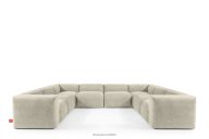 Großes Boho-Ecksofa in U-Form aus kariertem Gewebestoff ecru