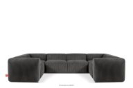 Großes modulares Ecksofa in U-Form aus Kordstoff grau
