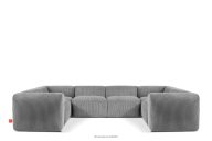 Großes modulares Ecksofa in U-Form aus Kordstoff hellgrau