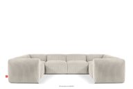 Großes modulares Ecksofa in U-Form aus Kordstoff cremefarbig