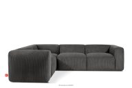 Komfortables modulares Ecksofa aus Kordstoff grau, links