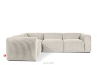 Bequemes modulares Ecksofa aus Kordstoff cremefarbig, links