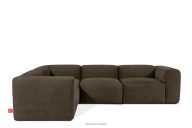 Komfortables Ecksofa-Modul aus Gewebestoff braun, links