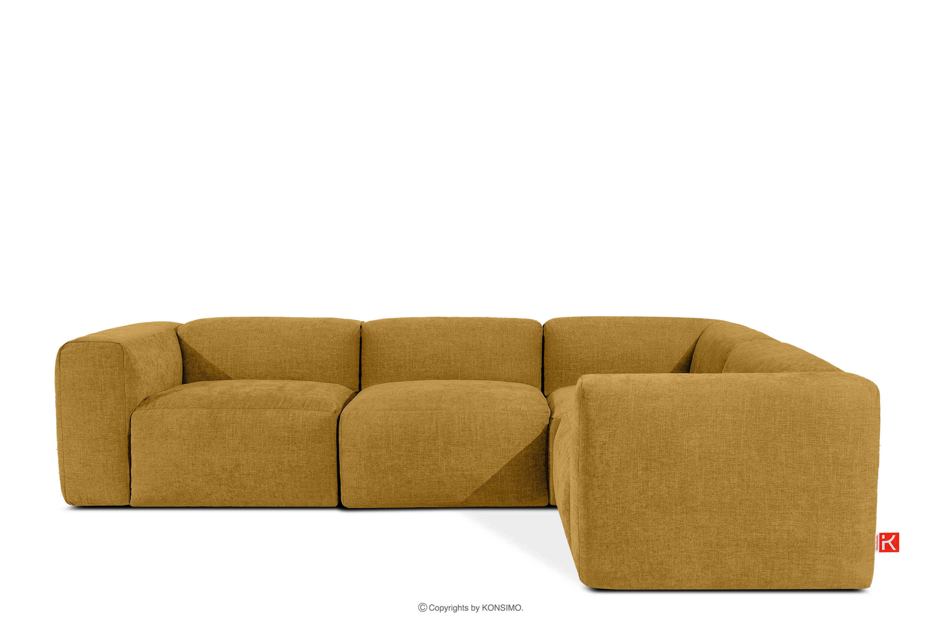 Bequemes Ecksofa aus Gewebestoff honigfarbig, rechts