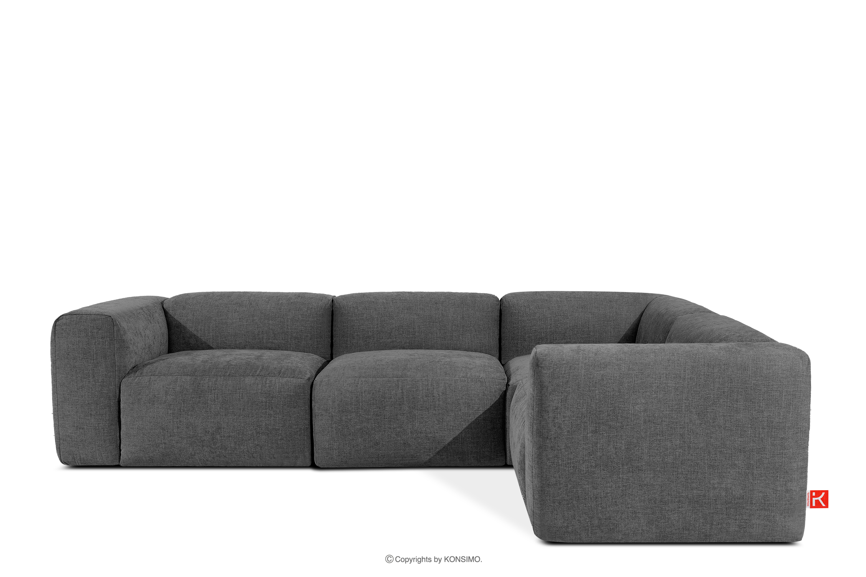 Bequemes Ecksofa aus Gewebestoff aschgrau, rechts