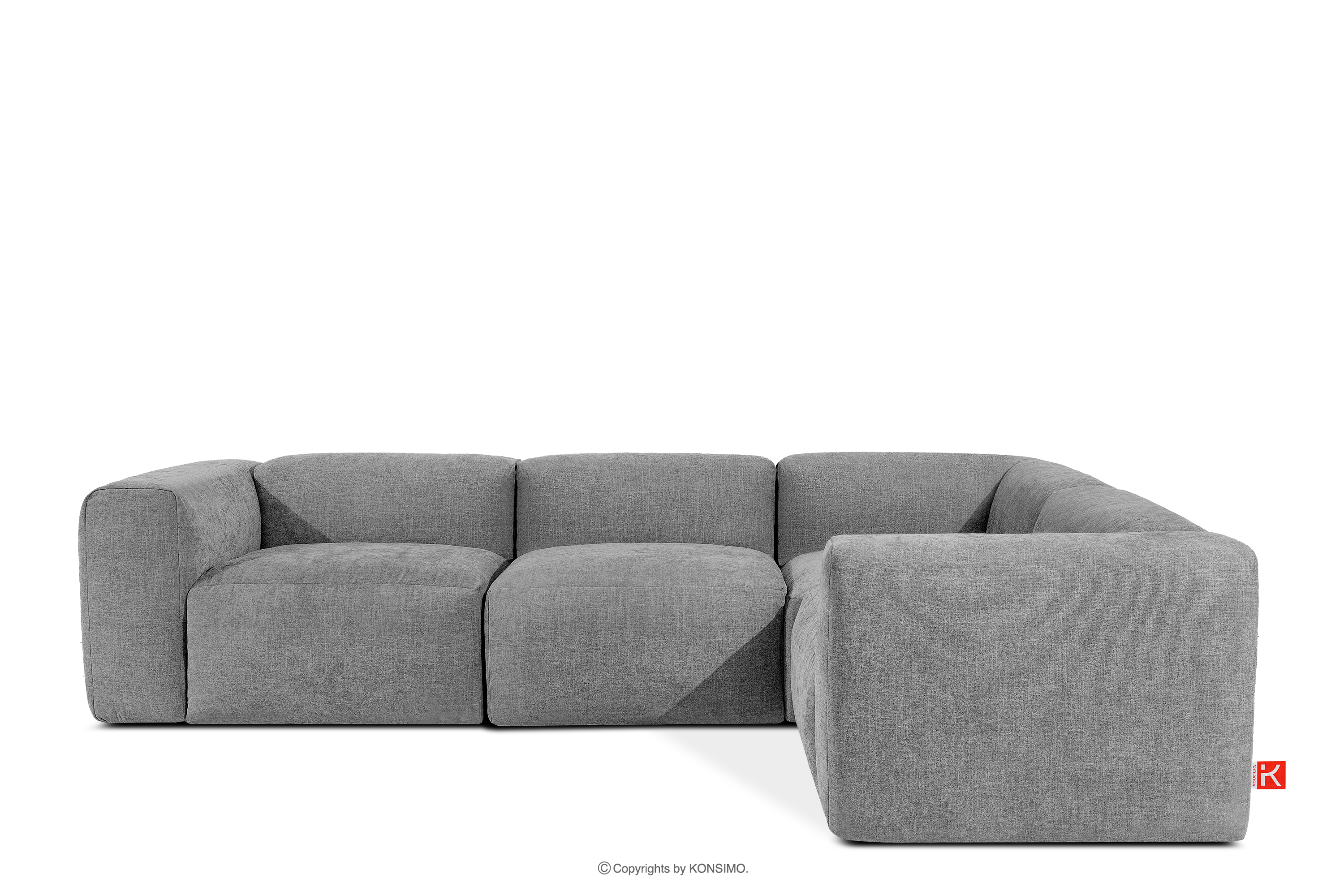 Bequemes modulares Ecksofa aus Gewebestoff hellgrau, rechts