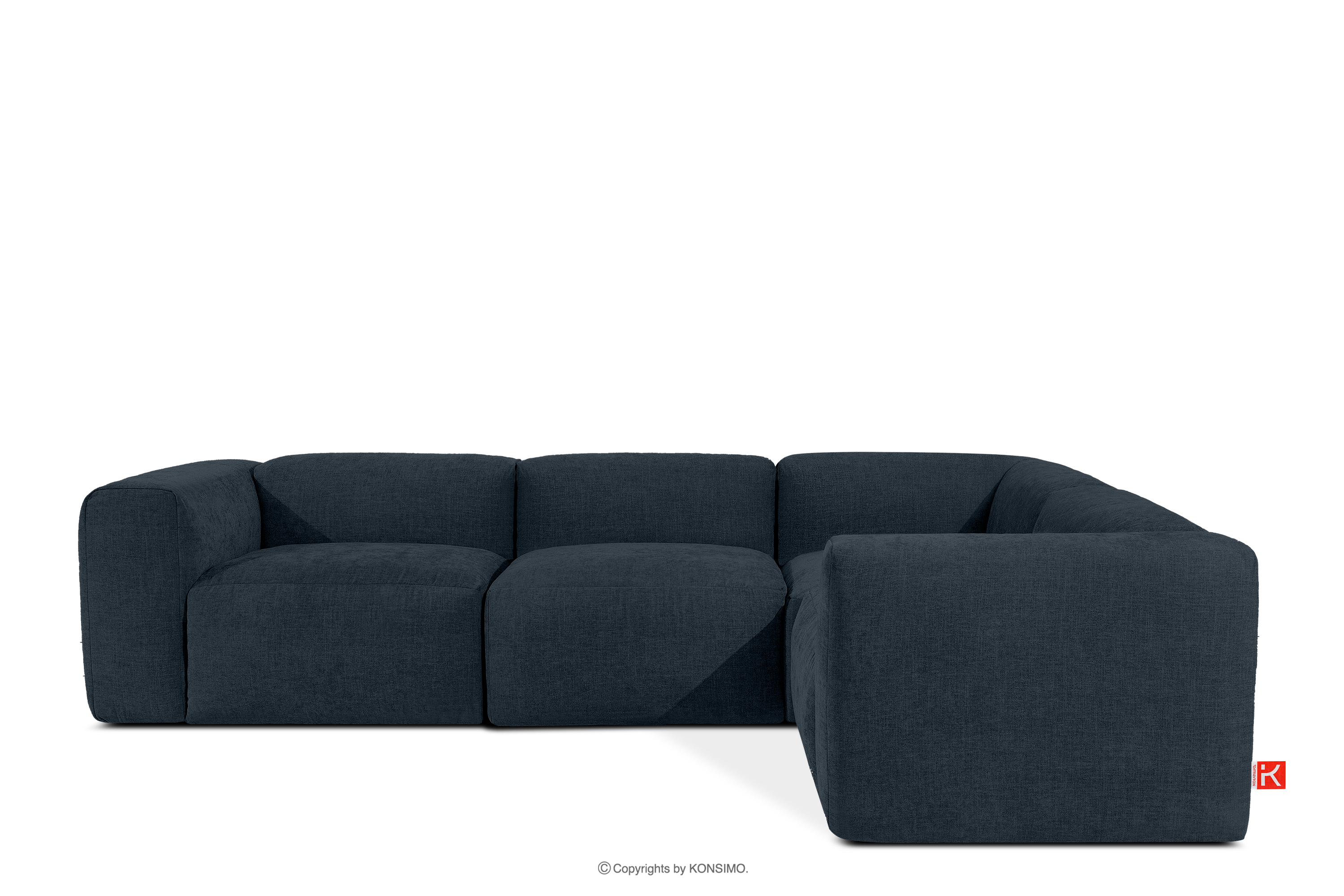 Bequemes Ecksofa aus Gewebestoff dunkelblau, rechts