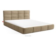 Bett 180 cm aus Bouclestoff gelb/beige