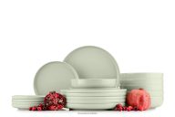 Modernes Tafelservice 6-Personen-Set  beige/grün/grau matt