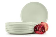 Speiseteller-Set für 6 Personen beige/grün/grau matt
