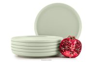 Dessertteller-Set für 6 Personen beige/grün/grau matt