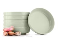 Suppenteller Set für 6 Personen beige/grün/grau matt