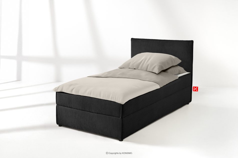 ROTI Boxspringbett 80 cm aus Kordstoff schwarz schwarz - Foto 1