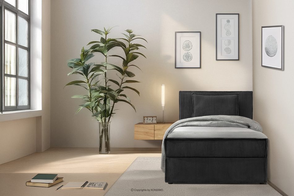 ROTI Boxspringbett 80 cm aus Kordstoff schwarz schwarz - Foto 13