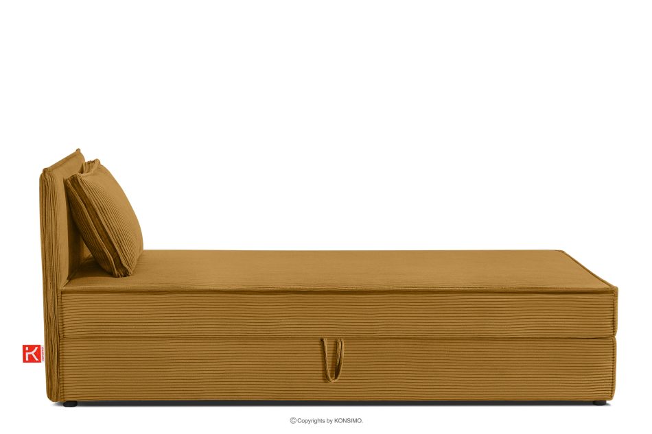 ROTI Boxspringbett 80 cm aus gelbem Kordstoff gelb - Foto 3