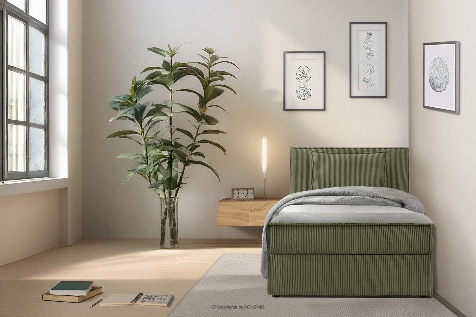 ROTI Einzelbett 80 cm aus olivem Kordstoff oliv - Foto 13