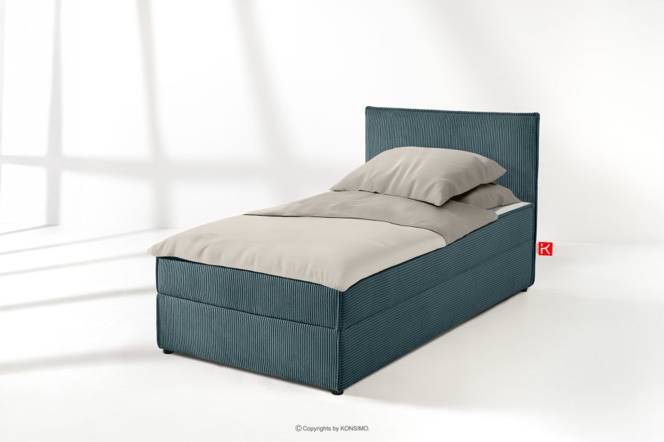 ROTI Einzelbett 80 cm aus blauem Kordstoff blau - Foto 1