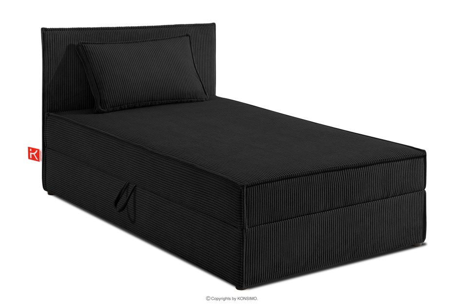 ROTI Boxspringbett 90 cm aus Kordstoff schwarz schwarz - Foto 0