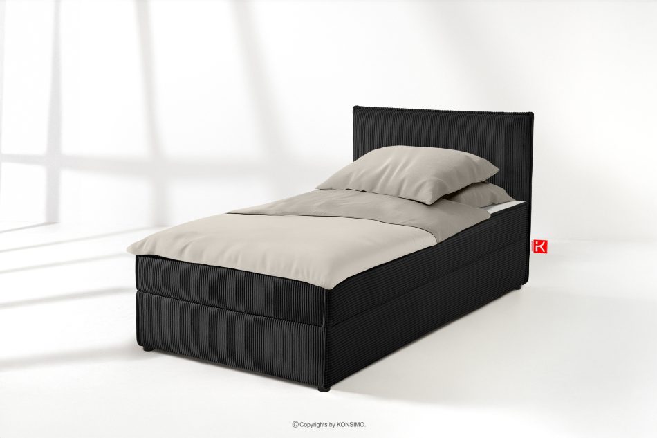 ROTI Boxspringbett 90 cm aus Kordstoff schwarz schwarz - Foto 1