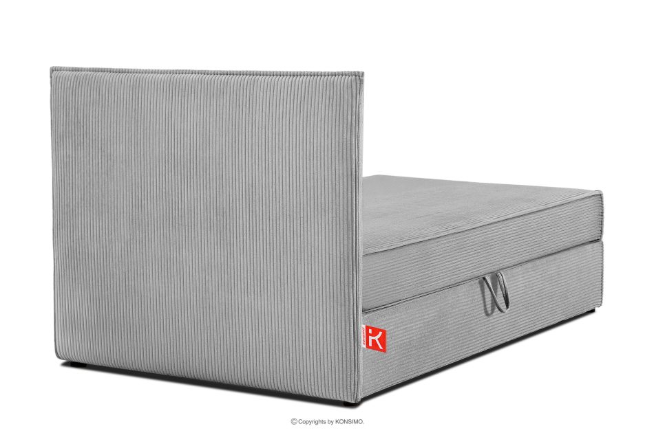 ROTI Boxspringbett 90 cm aus Kordstoff hellgrau hellgrau - Foto 4