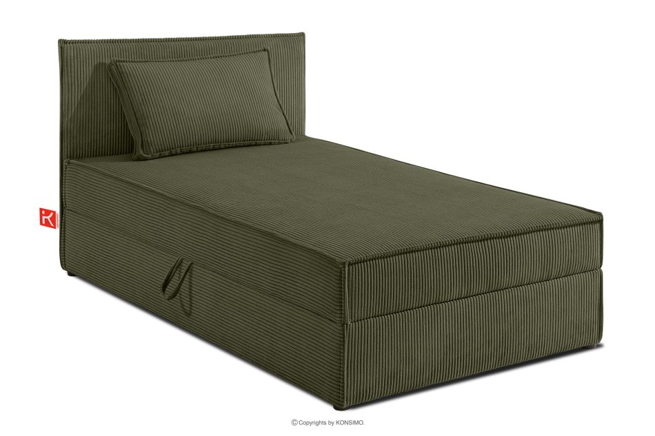 ROTI Boxspringbett 90 cm aus Kordstoff oliv oliv - Foto 0