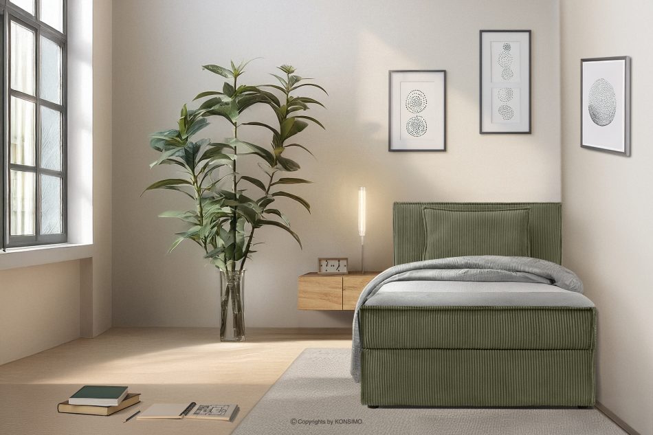 ROTI Boxspringbett 90 cm aus Kordstoff oliv oliv - Foto 13