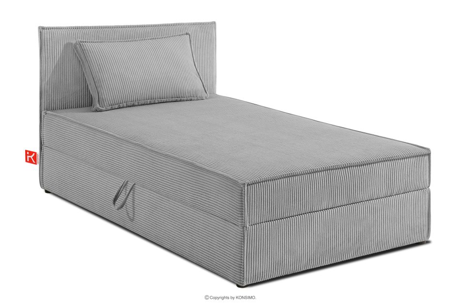 ROTI Boxspringbett 100 cm aus Kordstoff hellgrau hellgrau - Foto 0