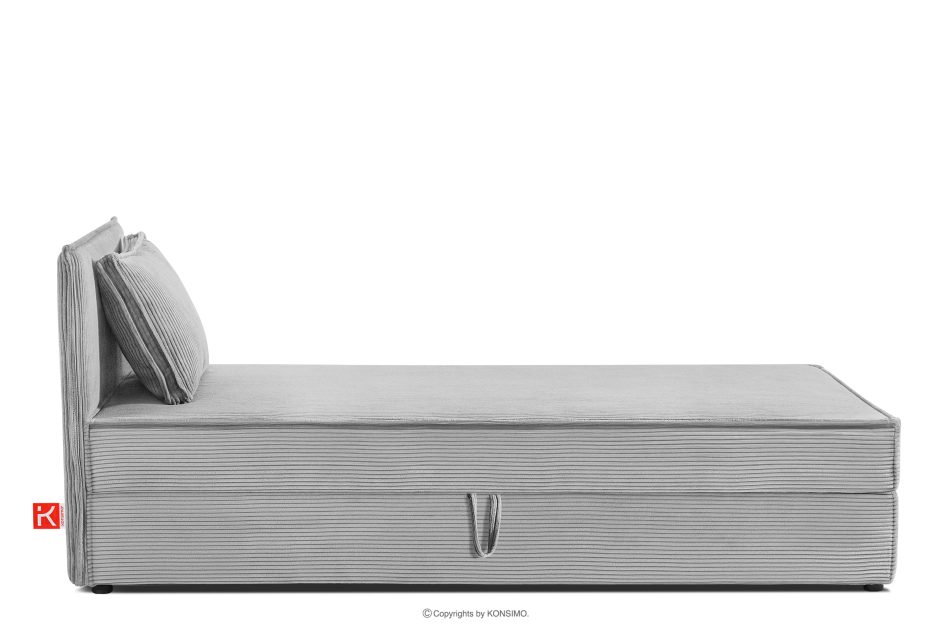 ROTI Boxspringbett 100 cm aus Kordstoff hellgrau hellgrau - Foto 3