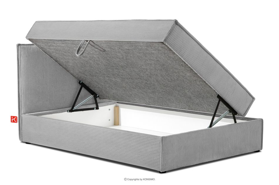 ROTI Boxspringbett 100 cm aus Kordstoff hellgrau hellgrau - Foto 5