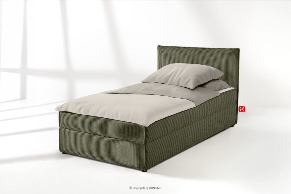 ROTI Boxspringbett 100 cm aus olivem Kordstoff oliv - Foto 1