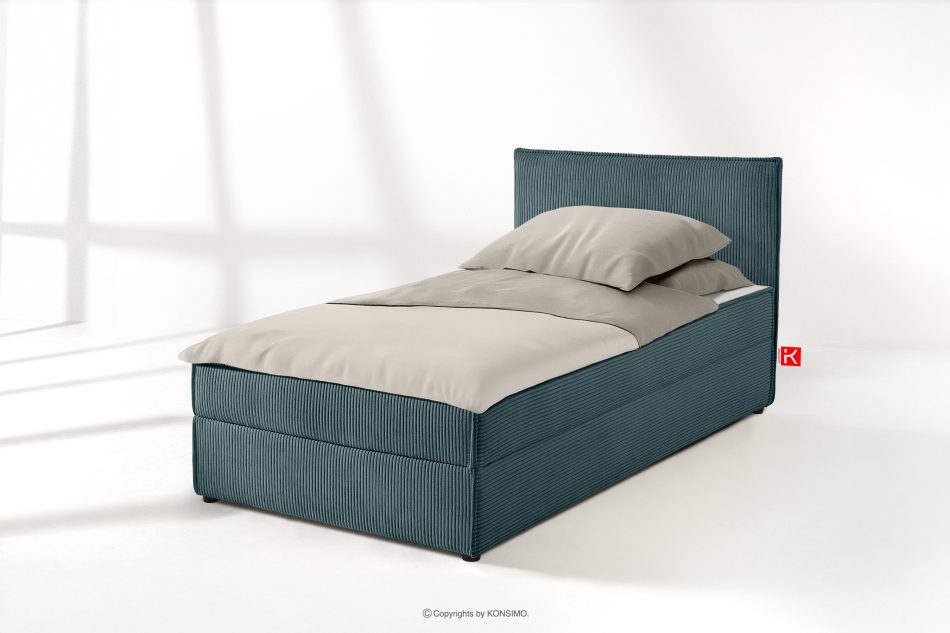 ROTI Einzelbett 100 cm aus blauem Kordstoff blau - Foto 1