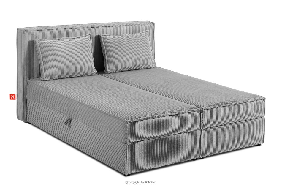 ROTI Boxspringbett 140 cm aus Kordstoff hellgrau hellgrau - Foto 2