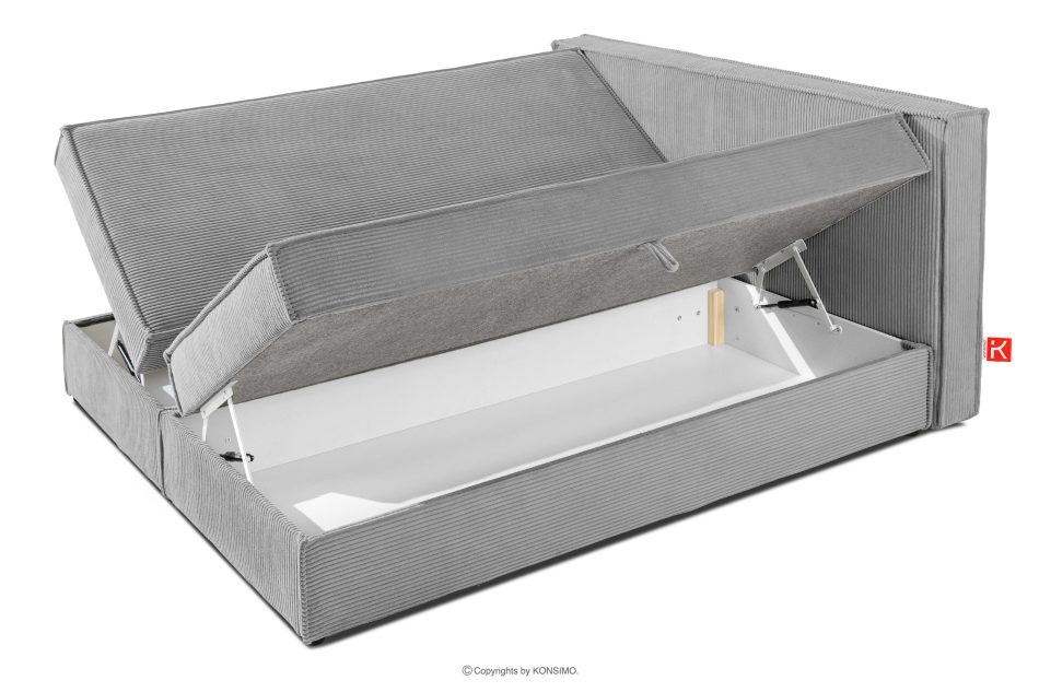 ROTI Boxspringbett 140 cm aus Kordstoff hellgrau hellgrau - Foto 6