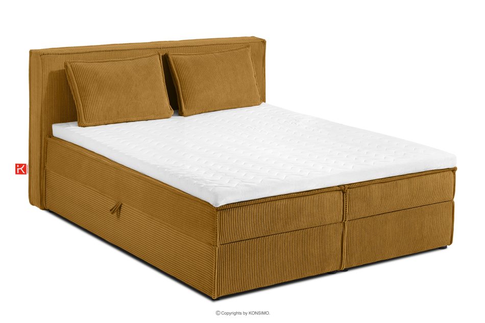 ROTI Boxspringbett 140 cm aus gelbem Kordstoff gelb - Foto 0