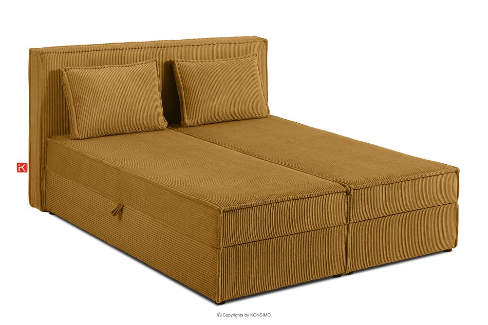 ROTI Boxspringbett 140 cm aus gelbem Kordstoff gelb - Foto 2