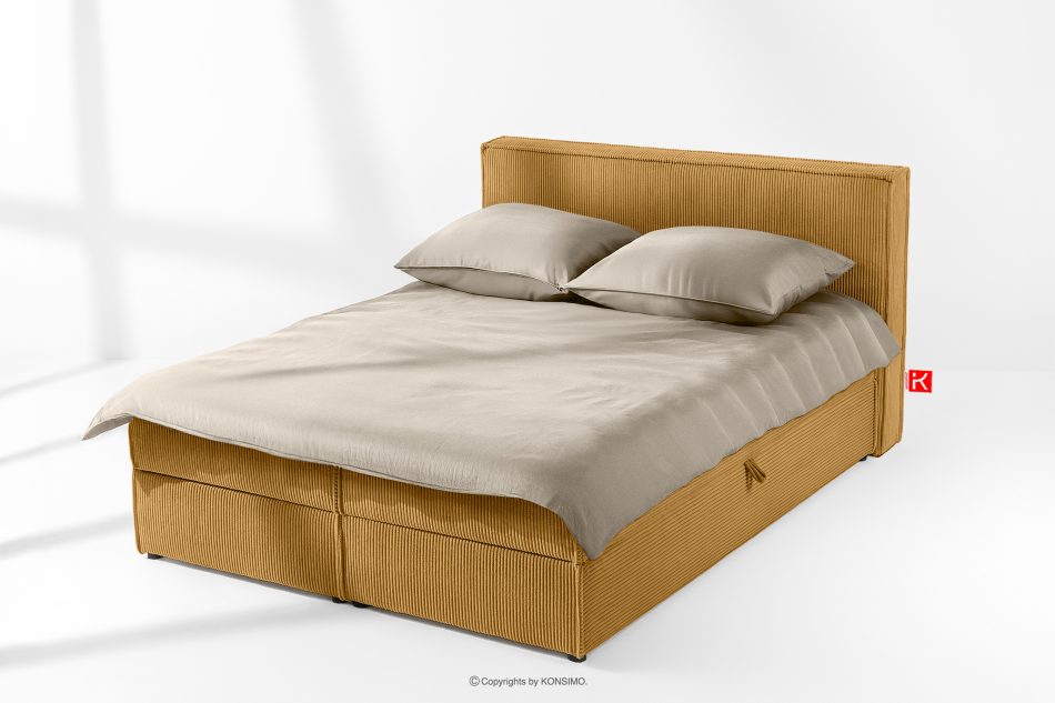 ROTI Boxspringbett 140 cm aus gelbem Kordstoff gelb - Foto 1