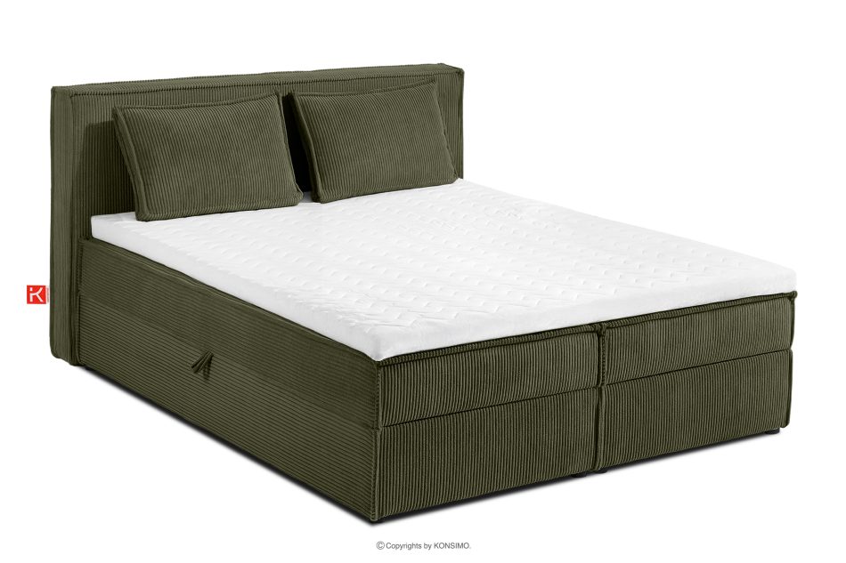 ROTI Boxspringbett 140 cm aus olivem Kordstoff oliv - Foto 0