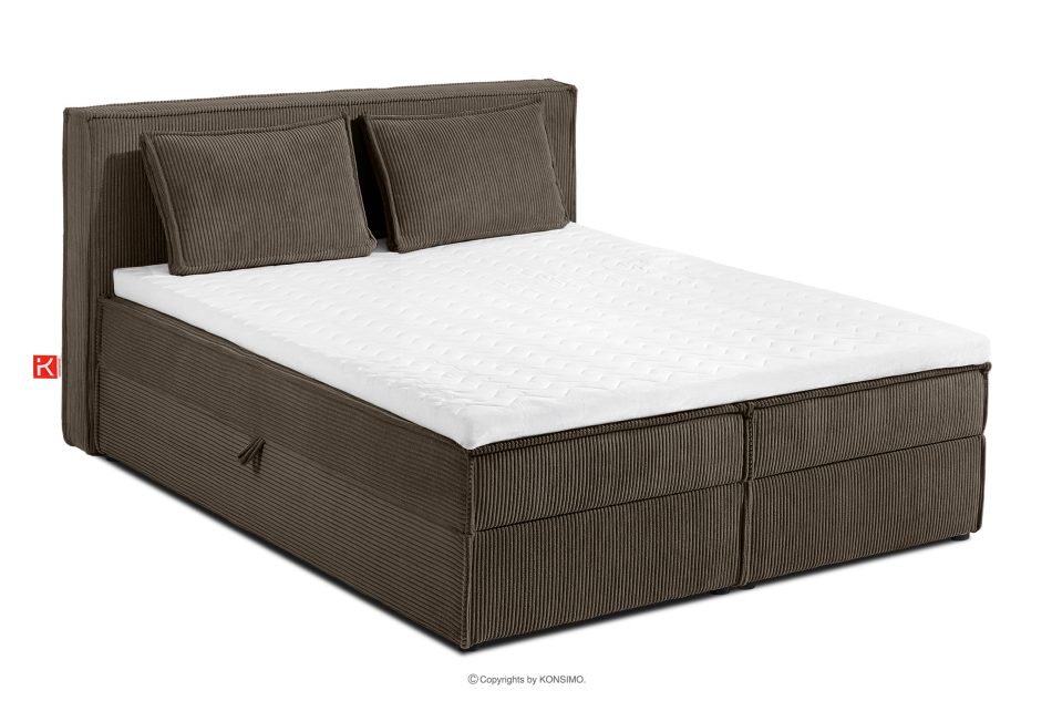 ROTI Boxspringbett 140 cm mit Bettkasten aus braunem Kordstoff braun - Foto 0