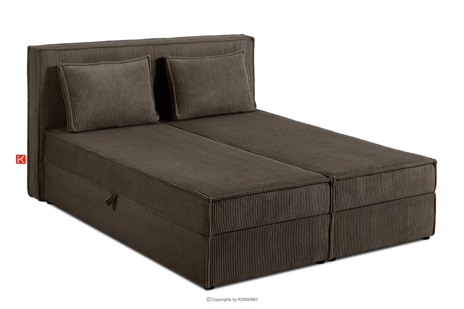 ROTI Boxspringbett 140 cm mit Bettkasten aus braunem Kordstoff braun - Foto 2