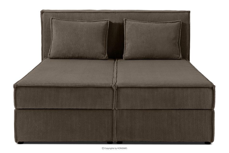 ROTI Boxspringbett 140 cm mit Bettkasten aus braunem Kordstoff braun - Foto 3